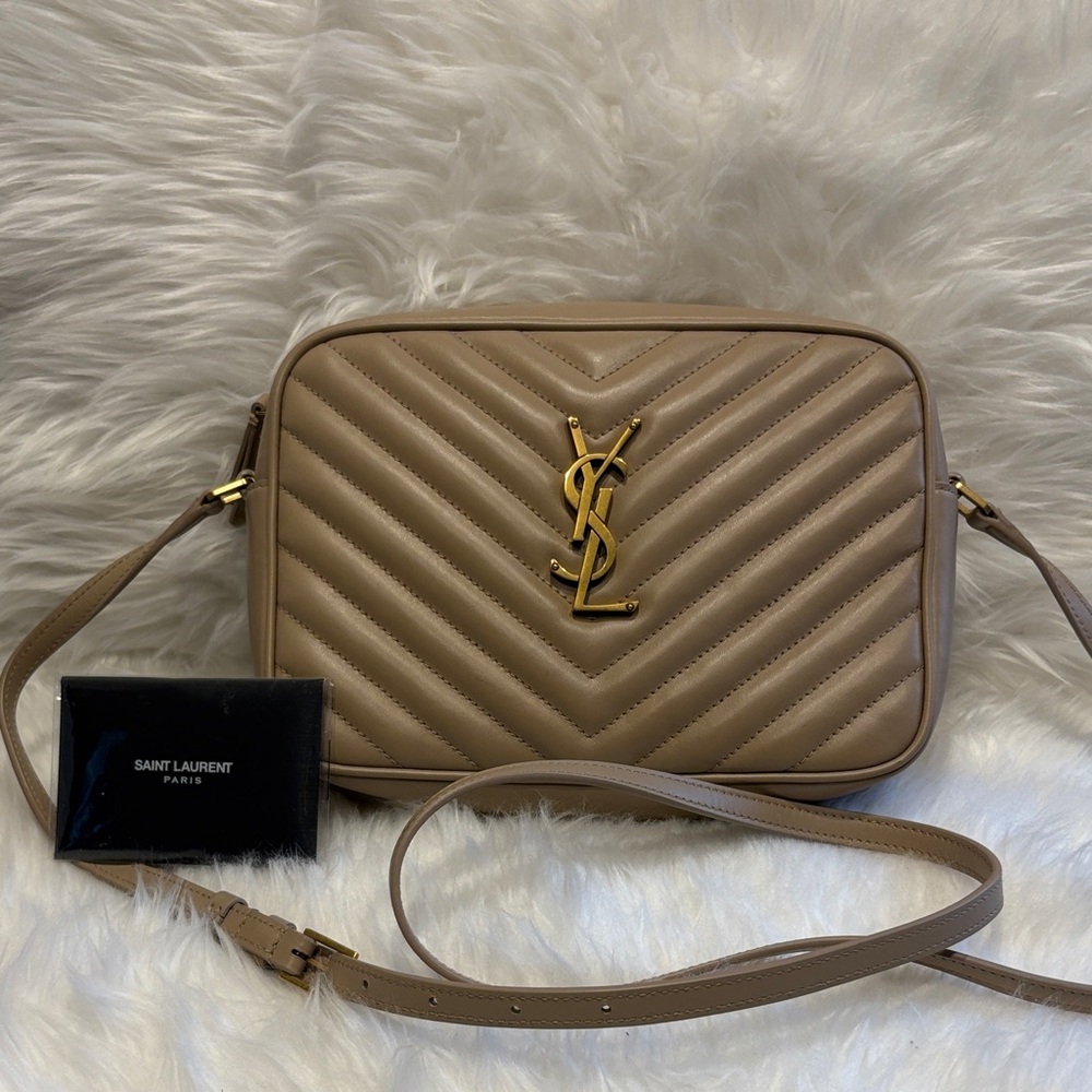 Saint Laurent Beige Quilted Crossbody Bag